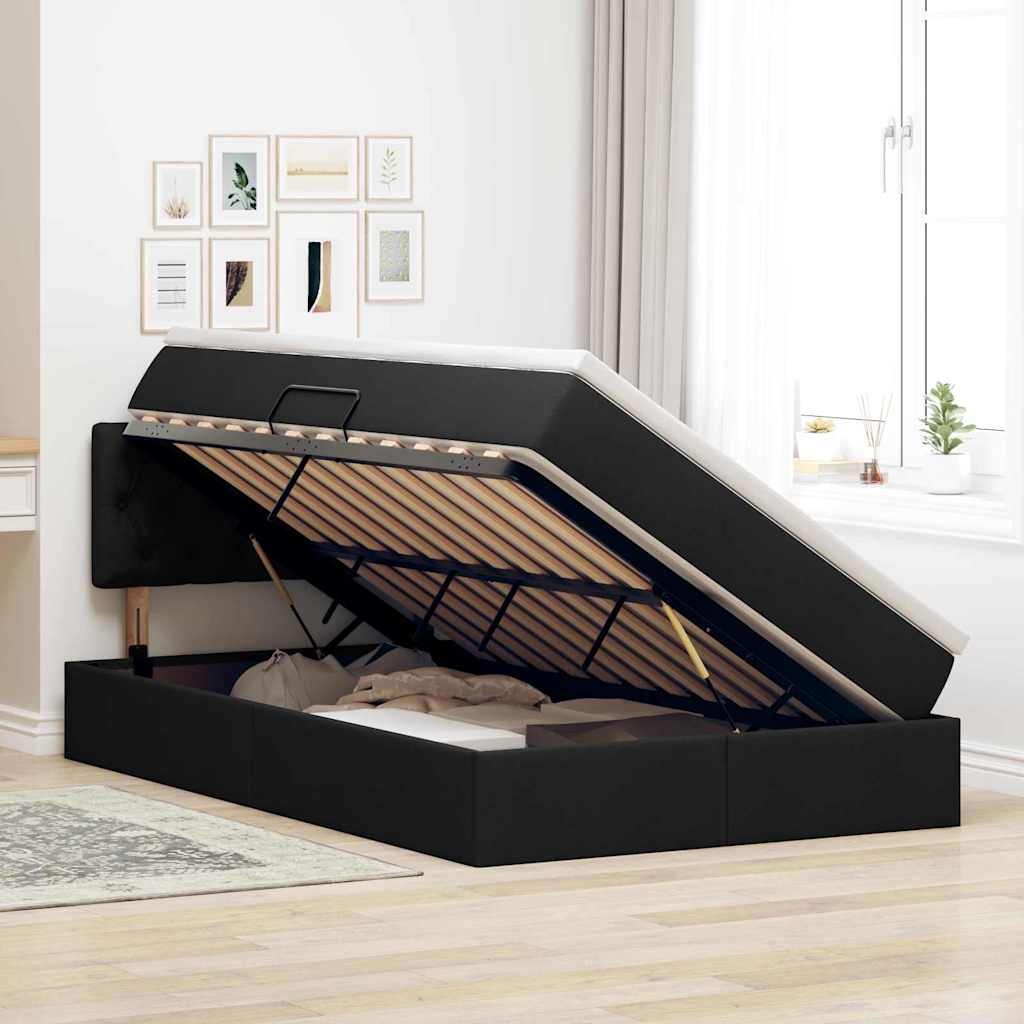 Krevet s prostorom za pohranu s LED-om Crna 120 x 190 cm