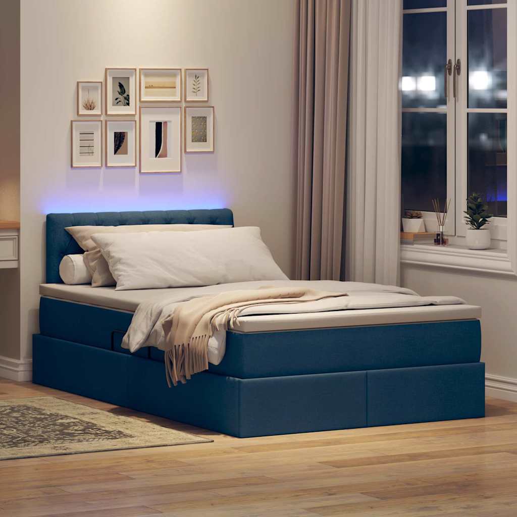 Krevet s prostorom za pohranu s LED-om Plava 120 x 190 cm