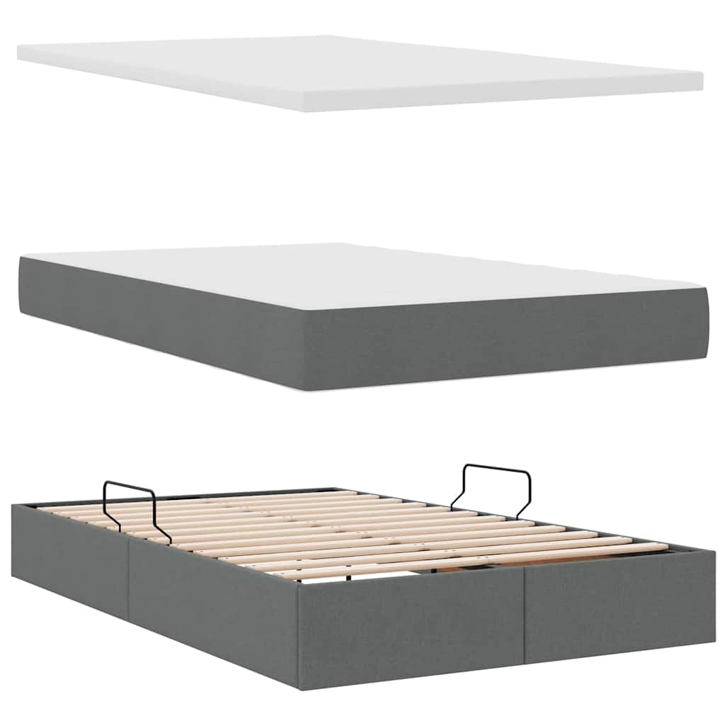 Krevet s prostorom za pohranu s LED-om Tamno siva 120 x 200 cm
