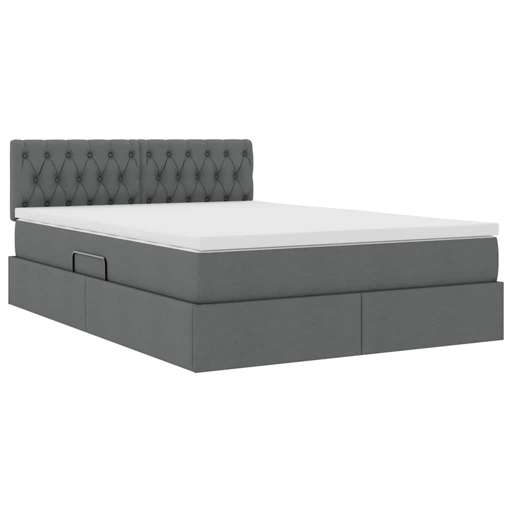 Krevet s prostorom za pohranu s LED-om Tamno siva 140 x 190 cm