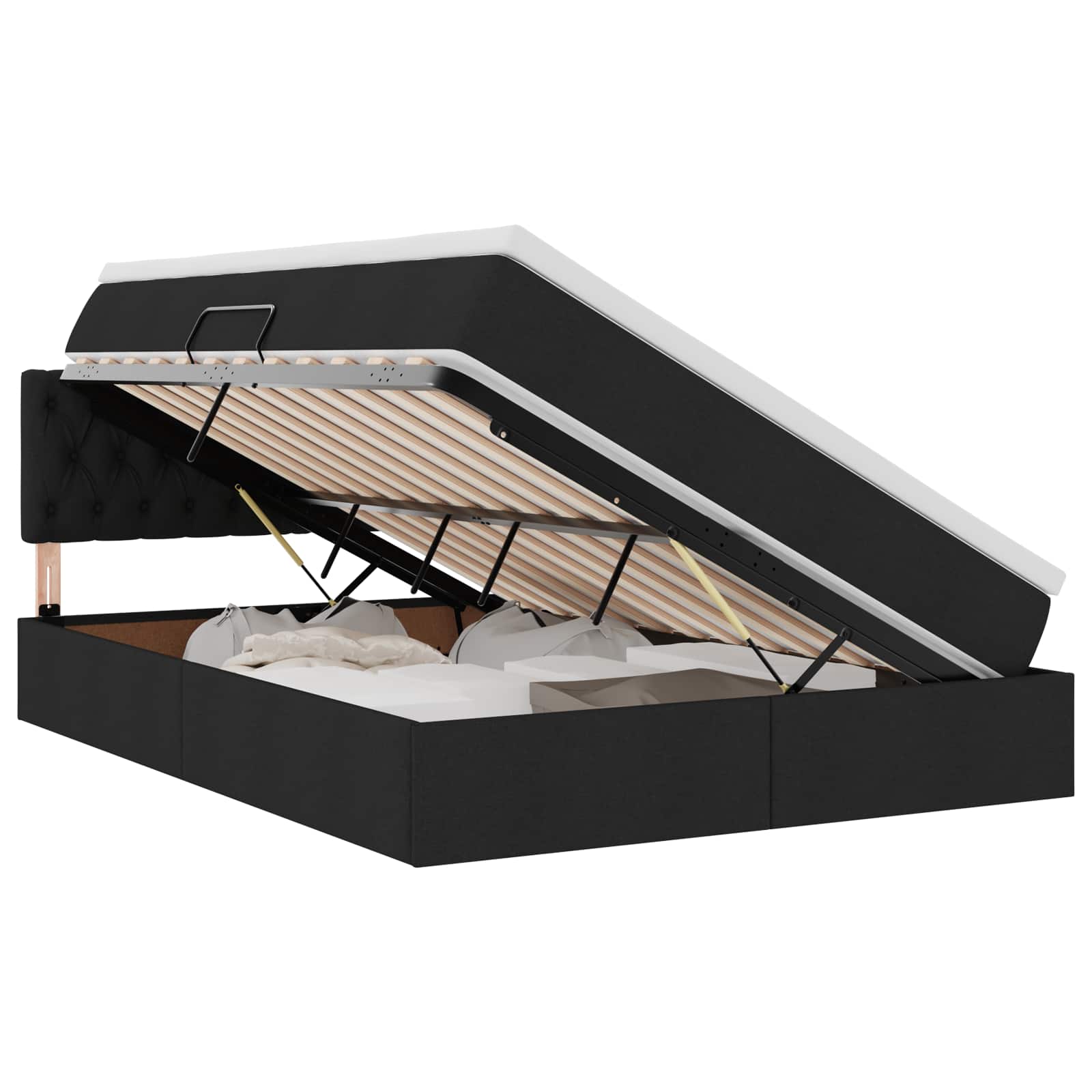 Krevet s prostorom za pohranu s LED-om Crna 140 x 190 cm