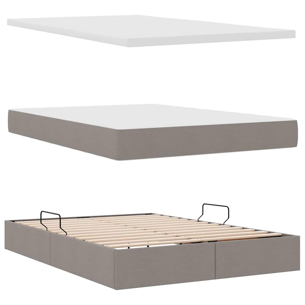 Krevet s prostorom za pohranu s LED-om Sivo-smeđa 140 x 200 cm