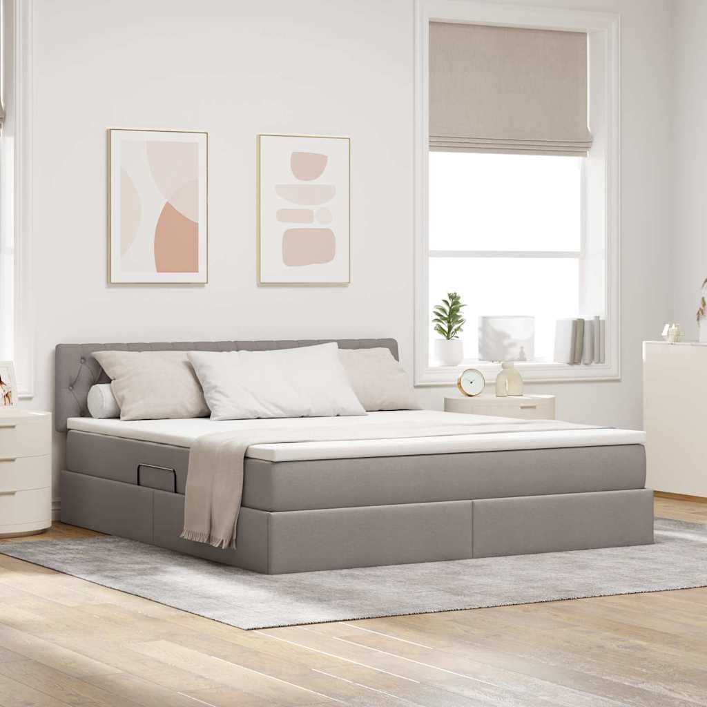 Krevet s prostorom za pohranu s LED-om Sivo-smeđa 160 x 200 cm