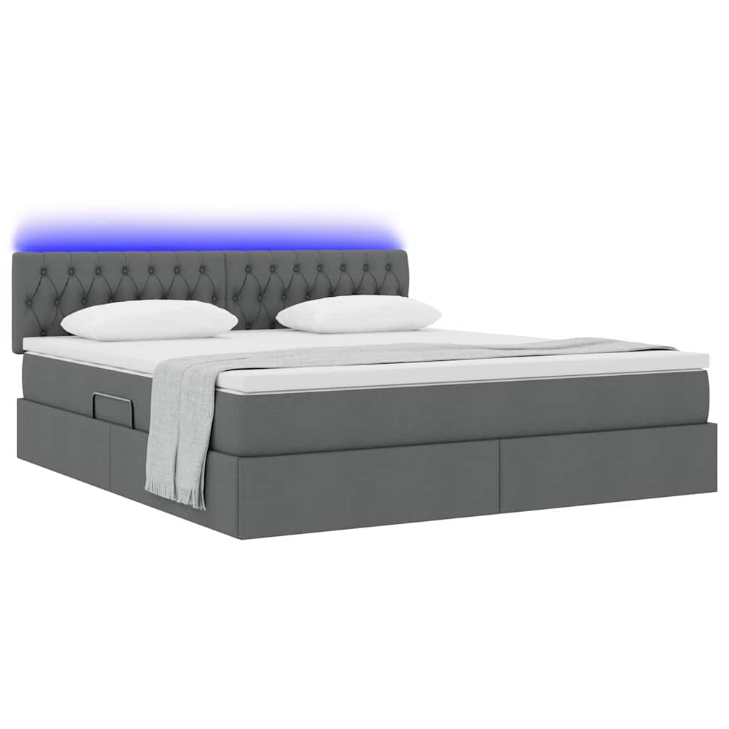 Krevet s prostorom za pohranu s LED-om Tamno siva 180 x 200 cm
