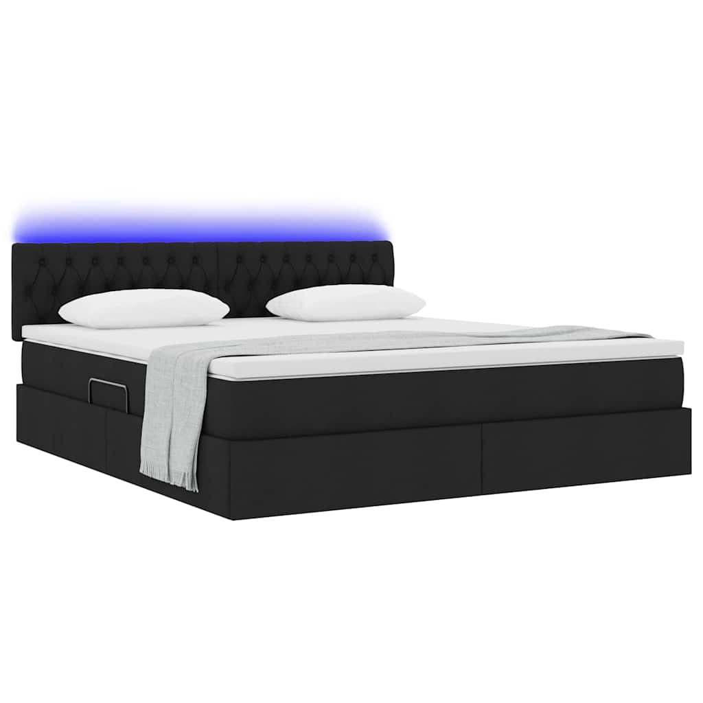Krevet s prostorom za pohranu s LED-om Crna 180 x 200 cm