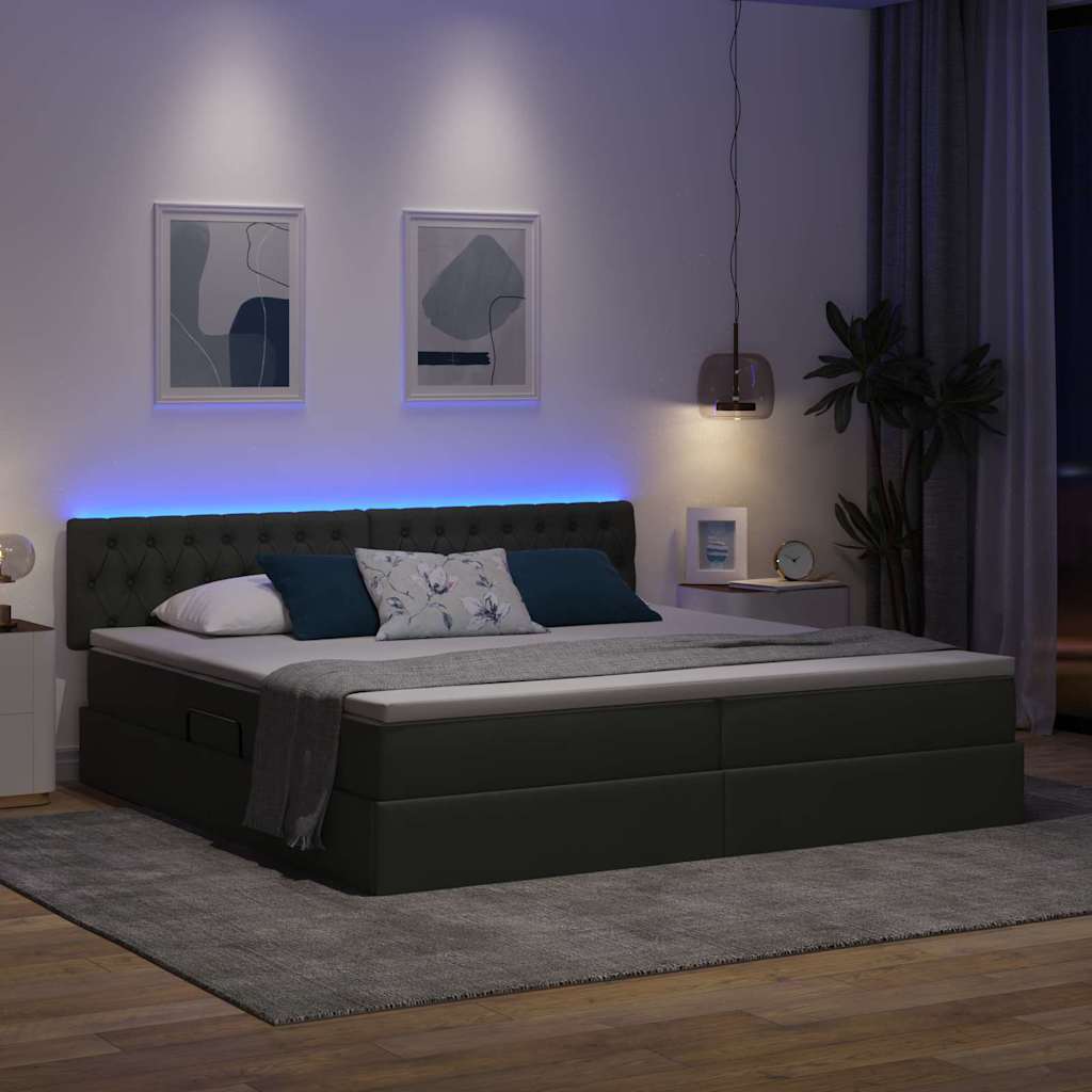 Krevet s prostorom za pohranu s LED-om Tamno siva 200 x 200 cm