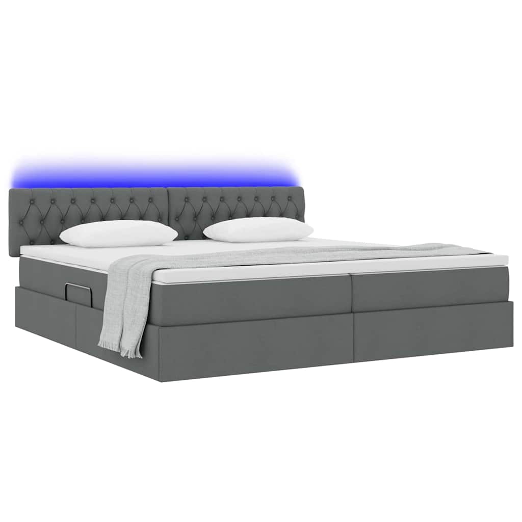 Krevet s prostorom za pohranu s LED-om Tamno siva 200 x 200 cm
