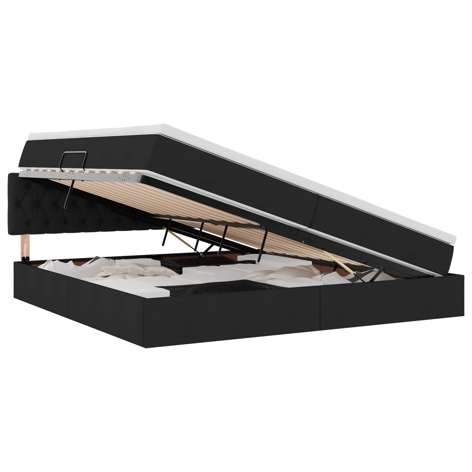 Krevet s prostorom za pohranu s LED-om Crna 200 x 200 cm