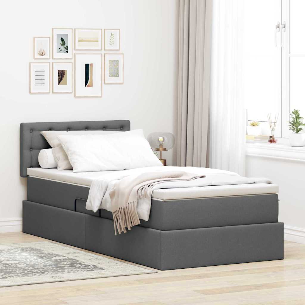 Krevet s prostorom za pohranu s LED-om Tamno siva 90 x 190 cm