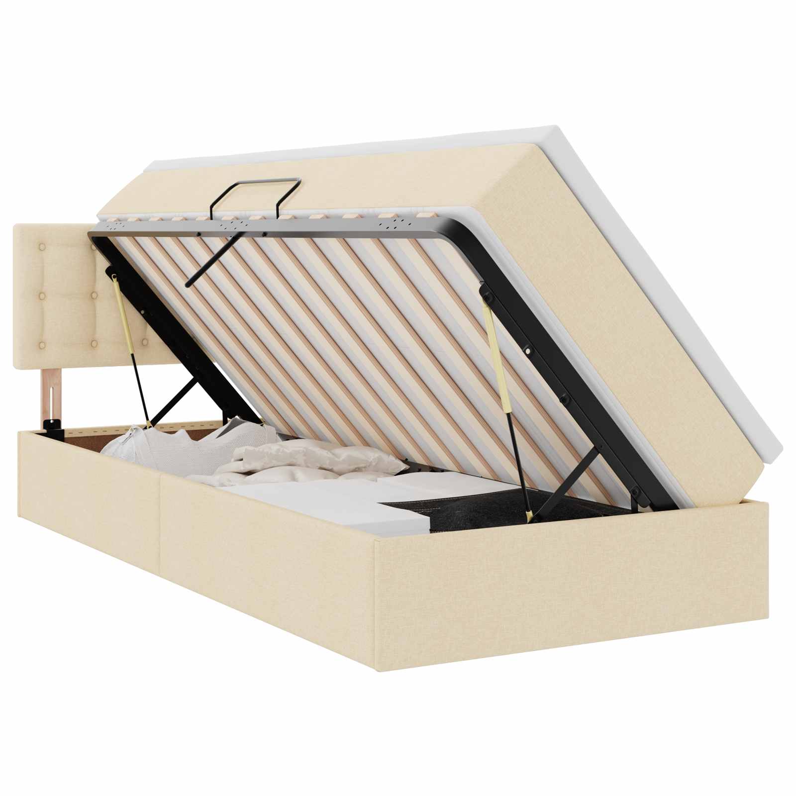 Krevet s prostorom za pohranu s LED-om Krema 90 x 190 cm