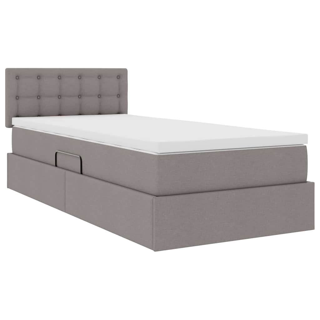 Krevet s prostorom za pohranu s LED-om Sivo-smeđa 90 x 200 cm