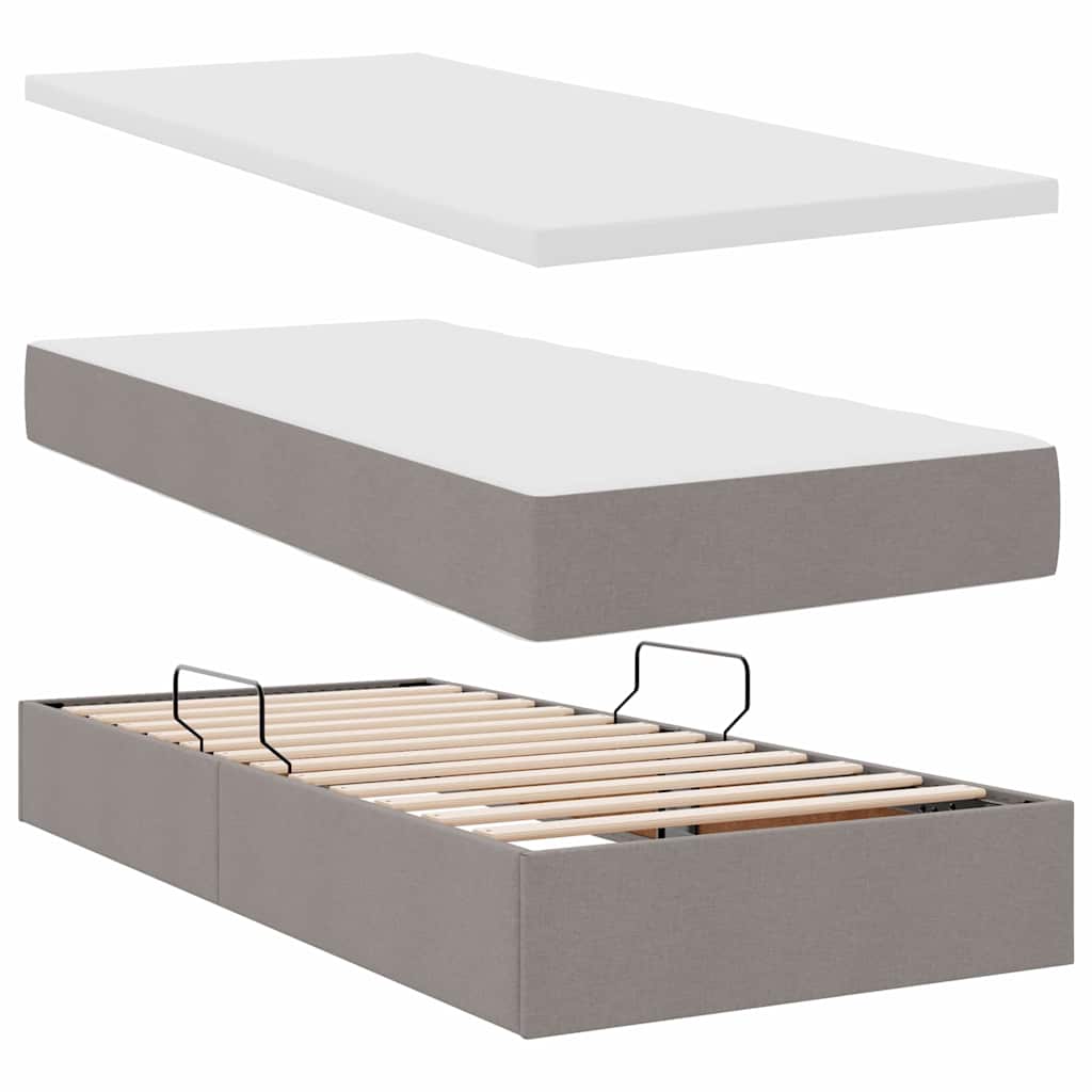 Krevet s prostorom za pohranu s LED-om Sivo-smeđa 90 x 200 cm