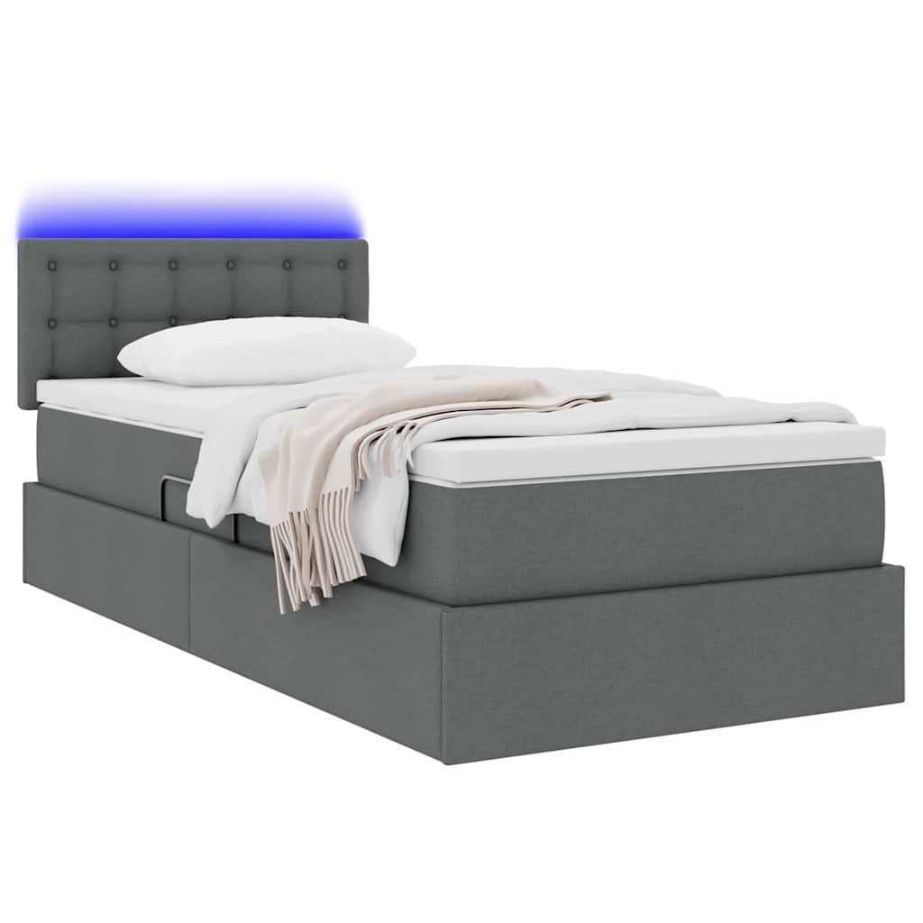 Krevet s prostorom za pohranu s LED-om Tamno siva 100 x 200 cm