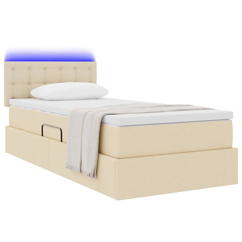 Krevet s prostorom za pohranu s LED-om Krema 100 x 200 cm