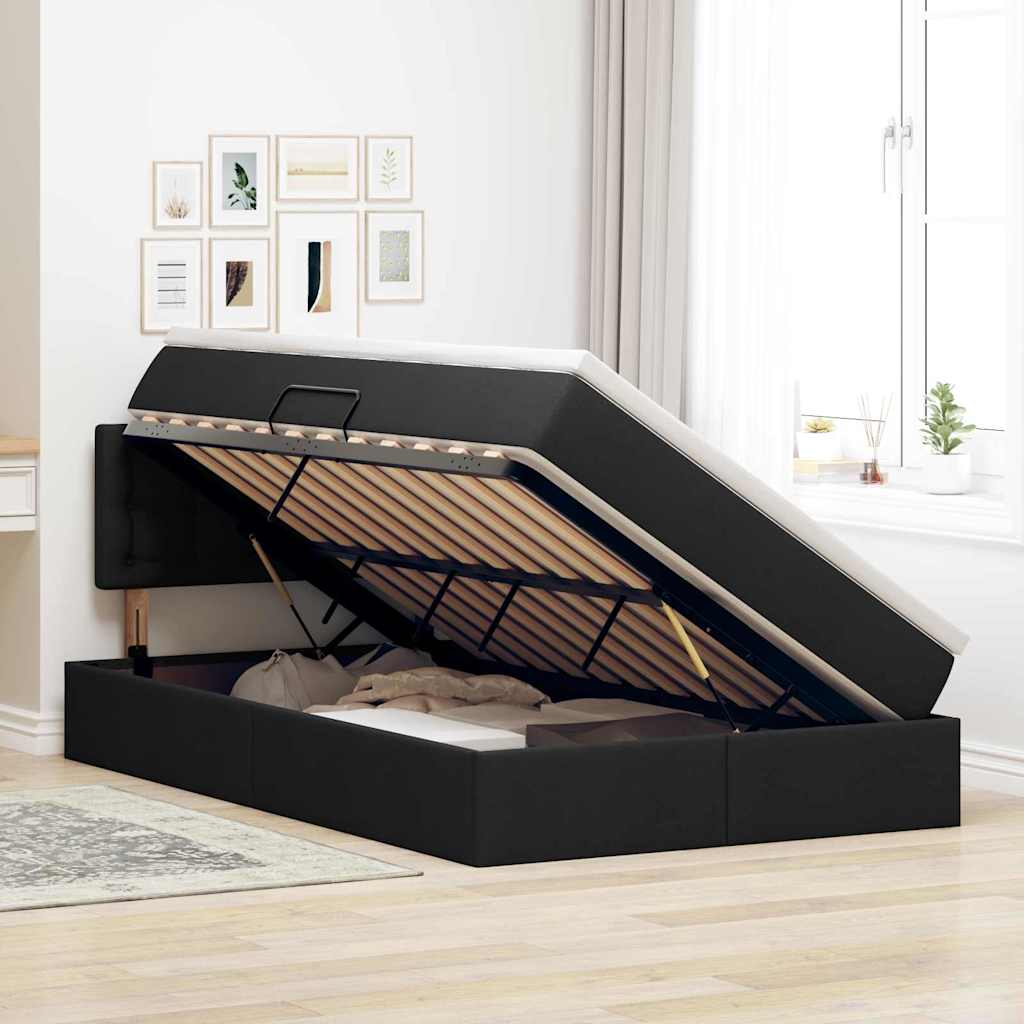Krevet s prostorom za pohranu s LED-om Crna 120 x 200 cm