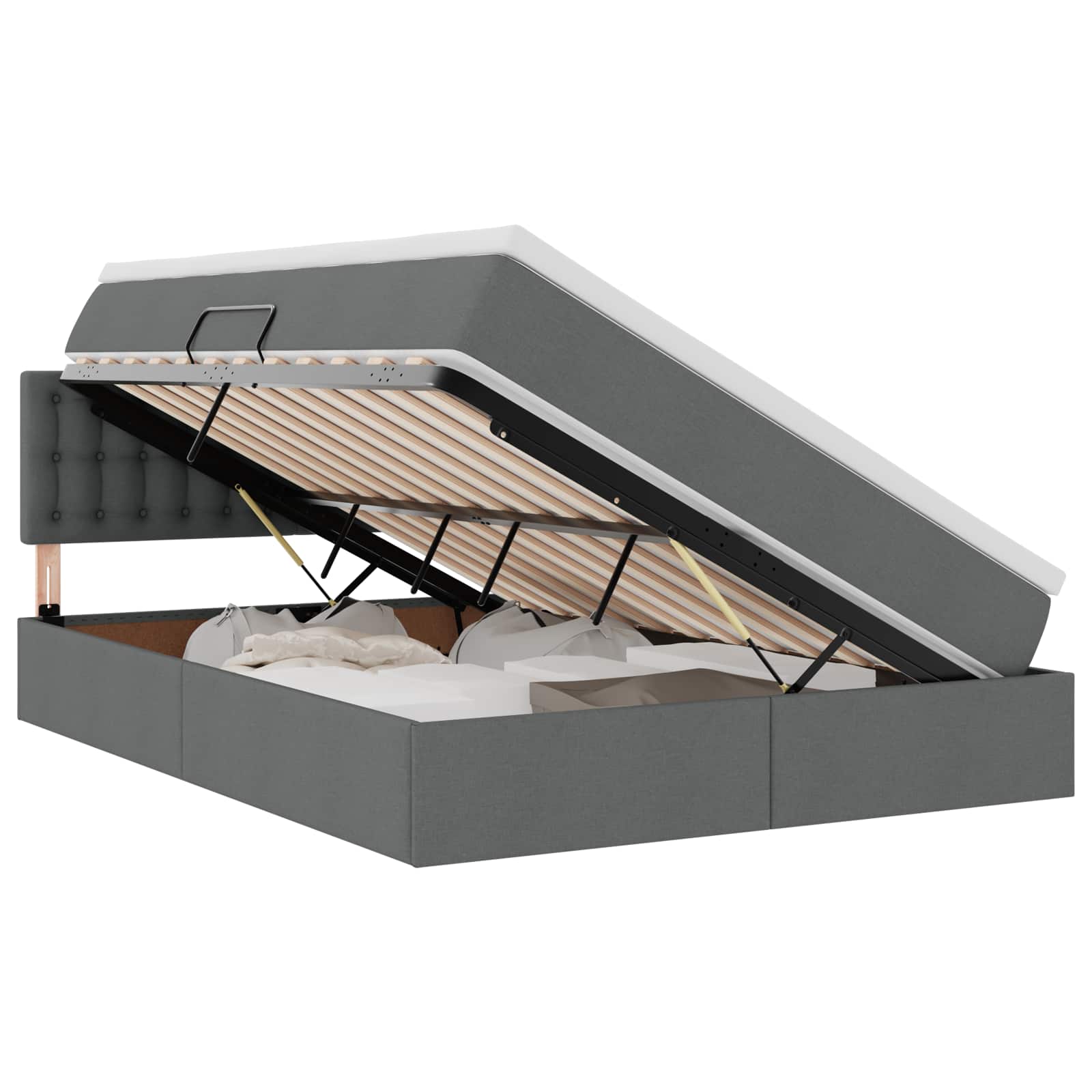 Krevet s prostorom za pohranu s LED-om Tamno siva 140 x 190 cm