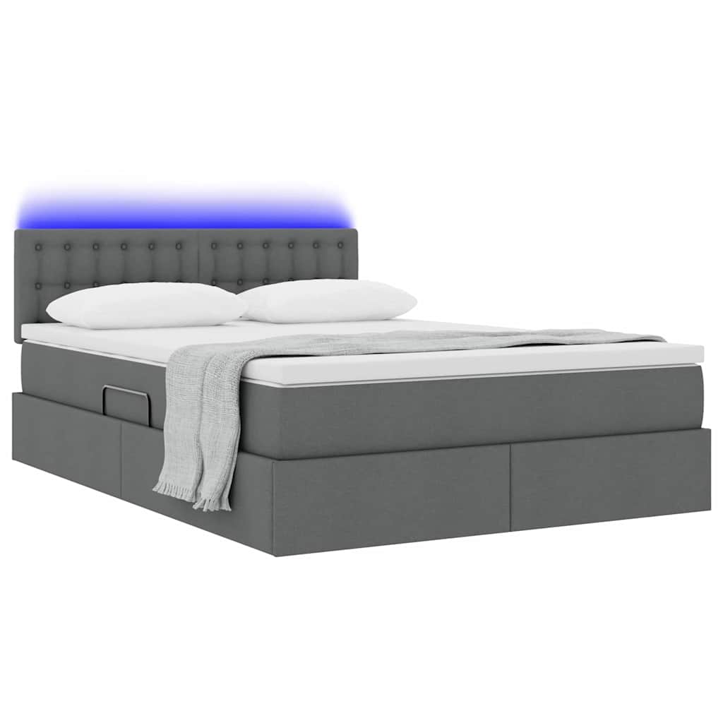 Krevet s prostorom za pohranu s LED-om Tamno siva 140 x 190 cm