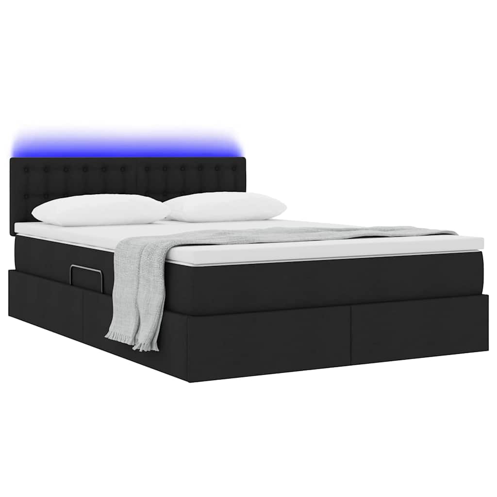 Krevet s prostorom za pohranu s LED-om Crna 140 x 190 cm
