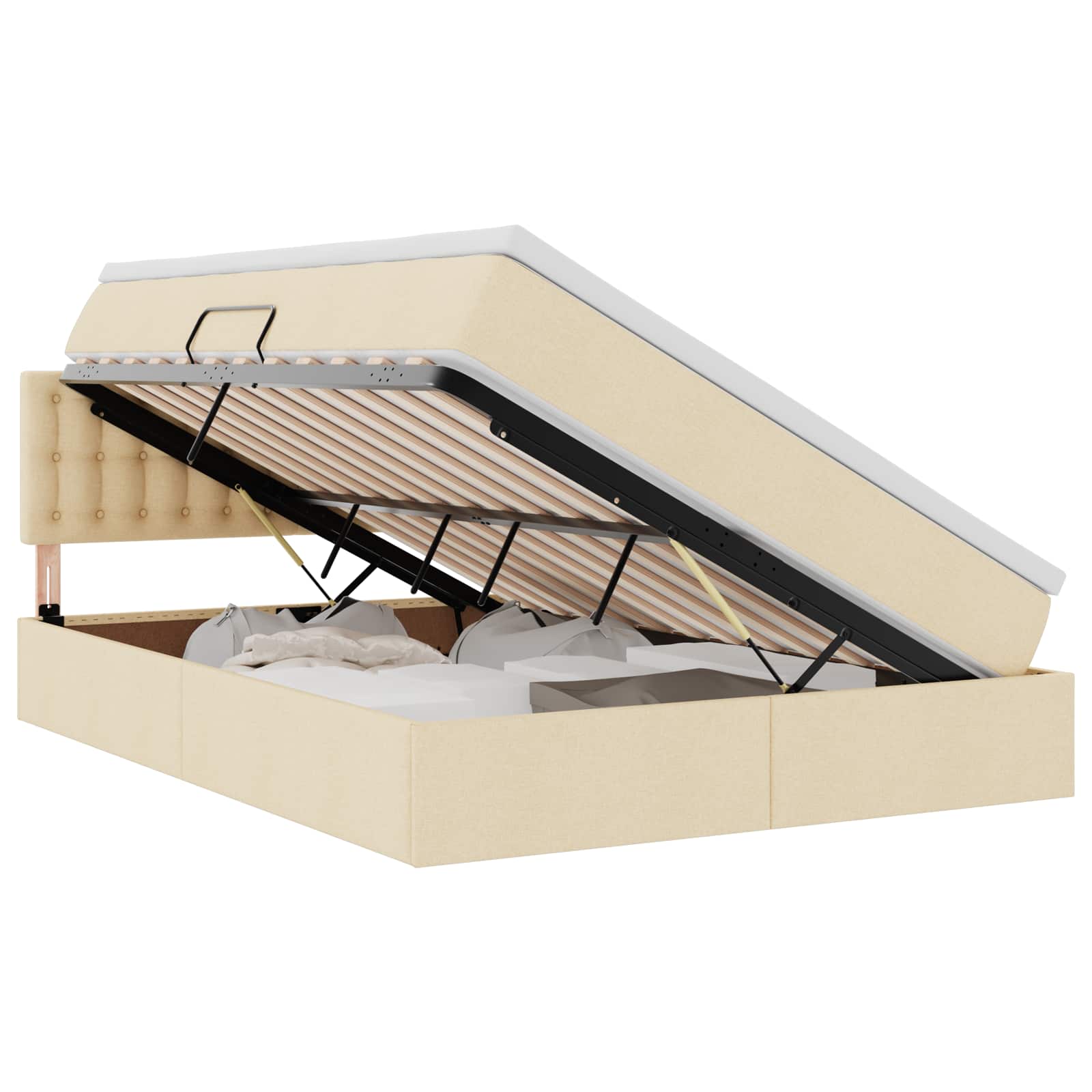 Krevet s prostorom za pohranu s LED-om Krema 140 x 190 cm