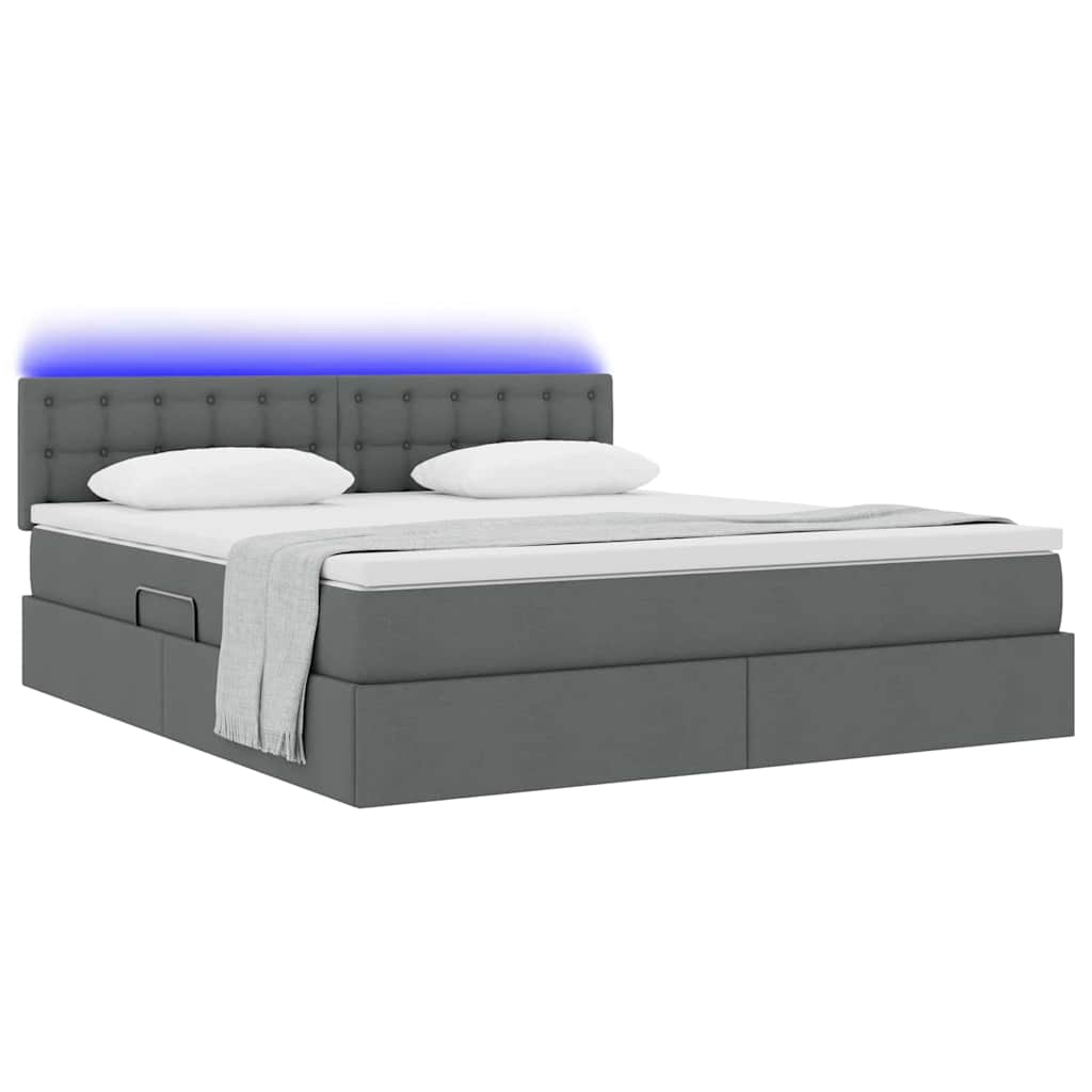 Krevet s prostorom za pohranu s LED-om Tamno siva 160 x 200 cm