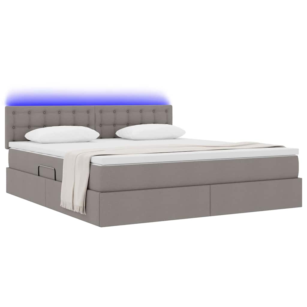 Krevet s prostorom za pohranu s LED-om Sivo-smeđa 180 x 200 cm