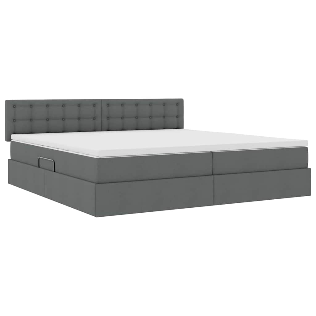 Krevet s prostorom za pohranu s LED-om Tamno siva 200 x 200 cm