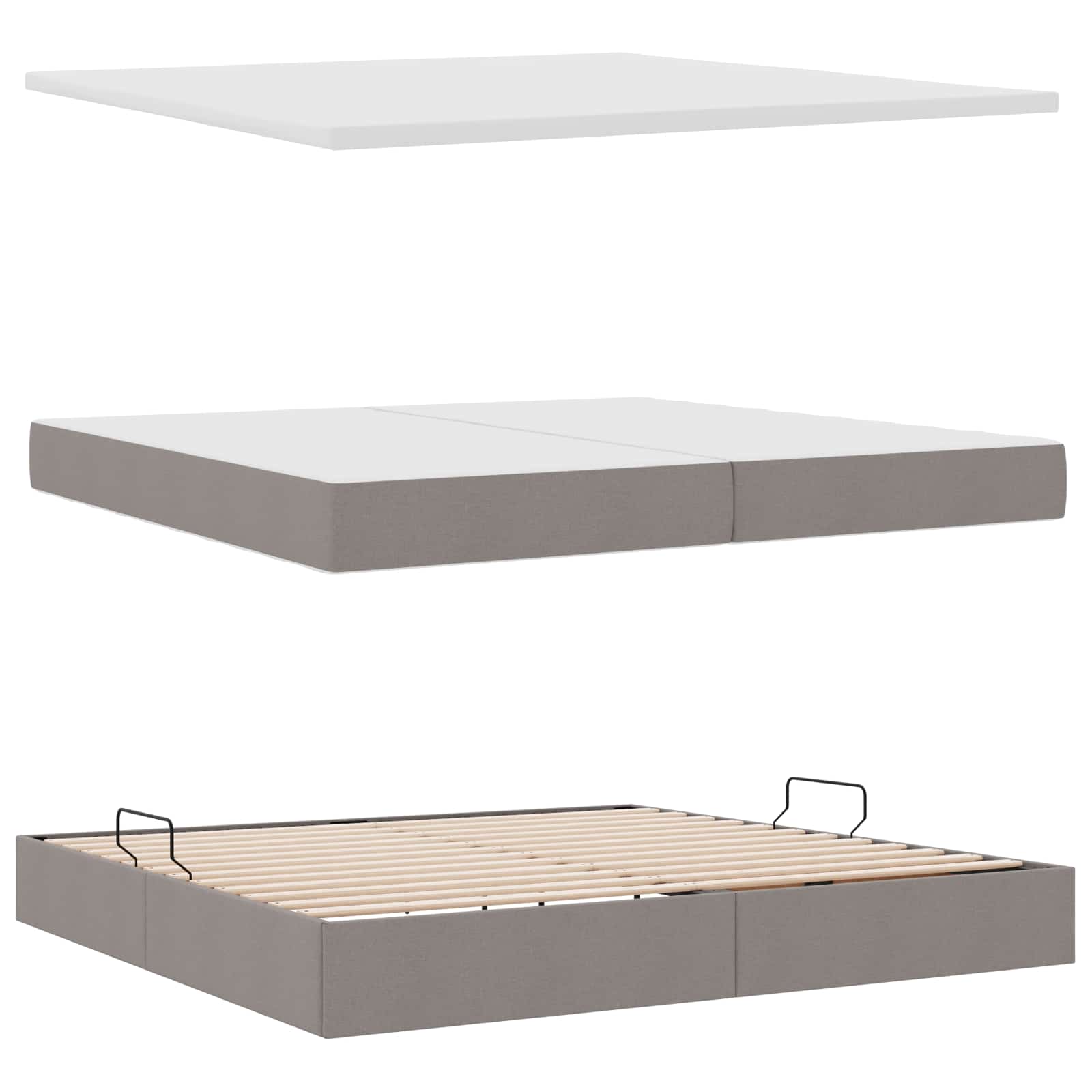 Krevet s prostorom za pohranu s LED-om Sivo-smeđa 200 x 200 cm