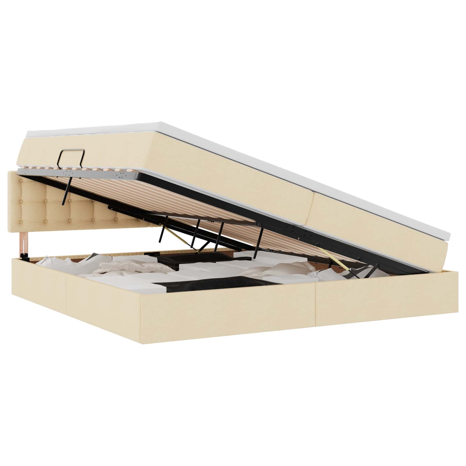 Krevet s prostorom za pohranu s LED-om Krema 200 x 200 cm