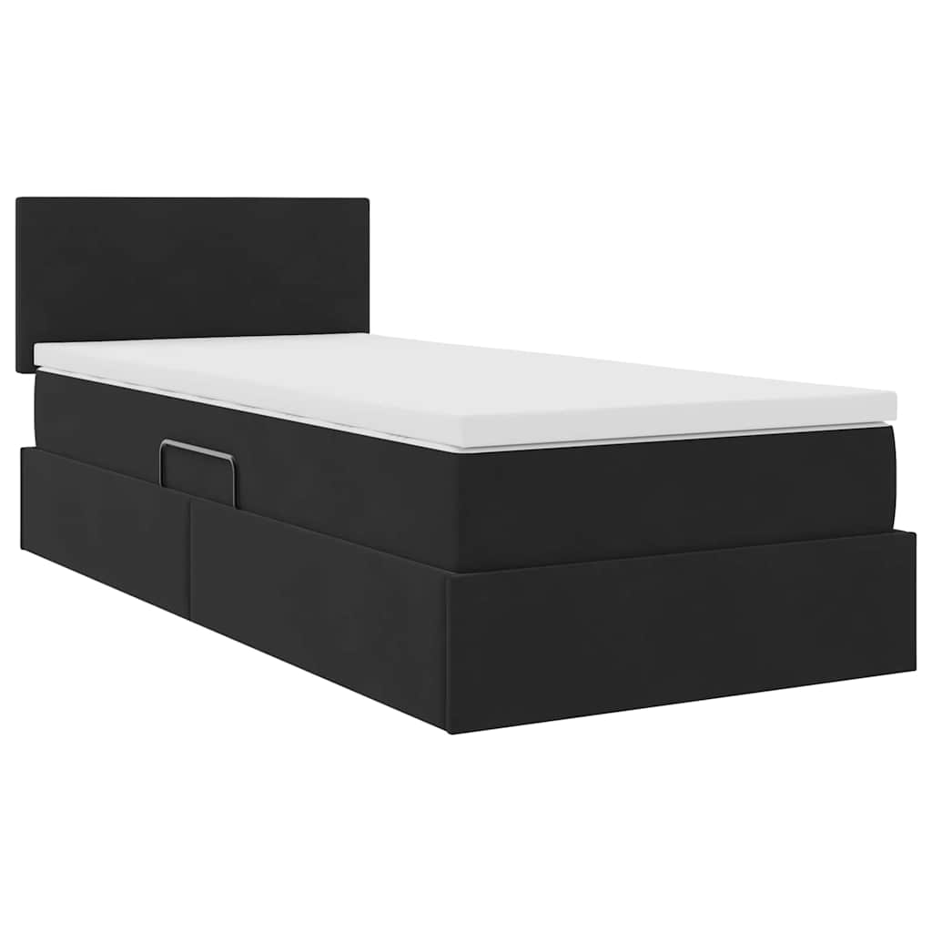Krevet s prostorom za pohranu s LED-om Crna 100 x 200 cm Baršun