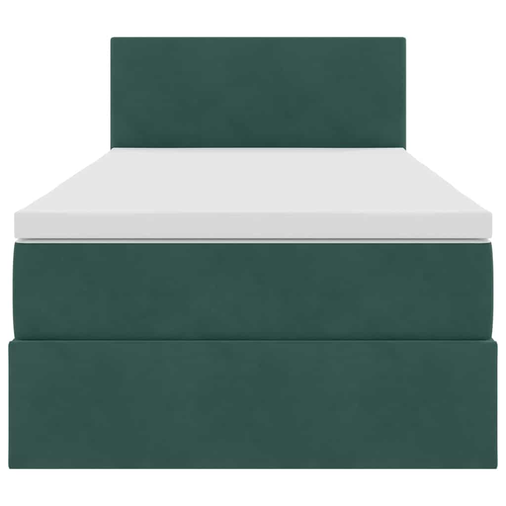 Krevet s prostorom za pohranu s LED-om Tamnozelena 100 x 200 cm