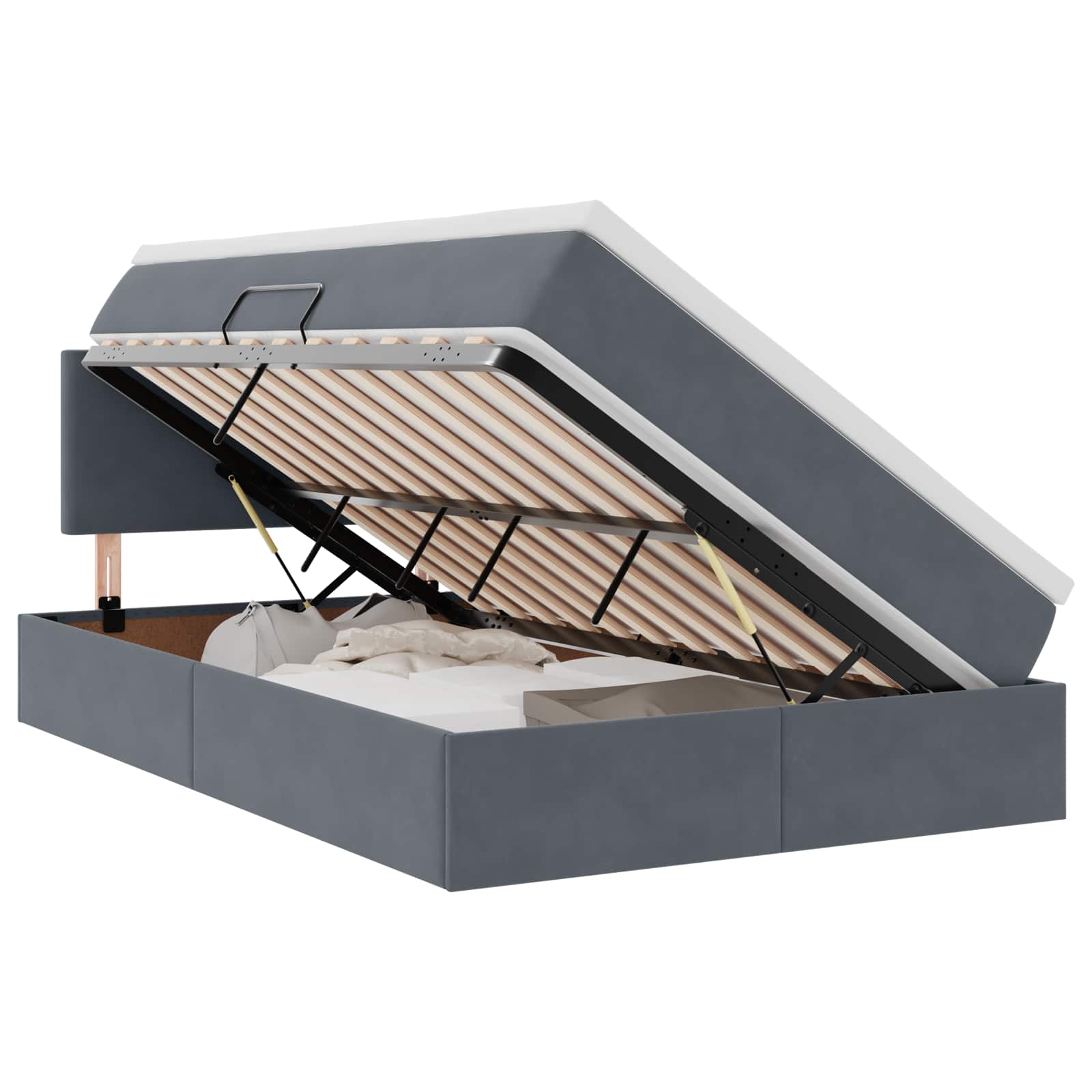 Krevet s prostorom za pohranu s LED-om Tamno siva 120 x 190 cm