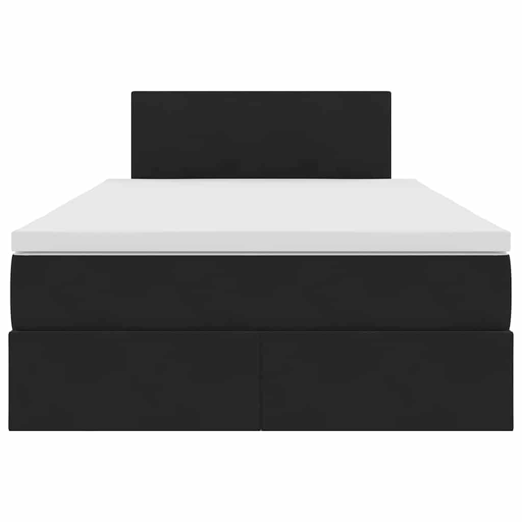 Krevet s prostorom za pohranu s LED-om Crna 120 x 190 cm Baršun