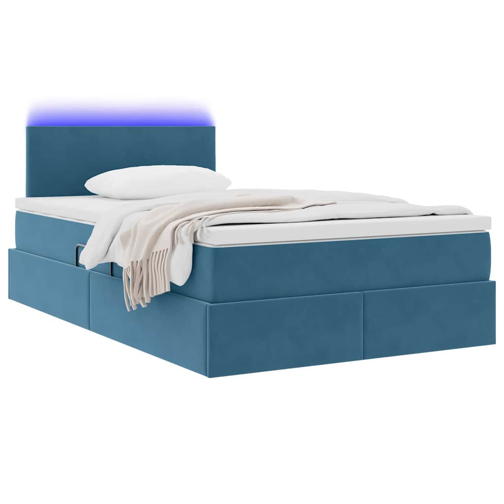 Krevet s prostorom za pohranu s LED-om Tamno plava 120 x 200 cm