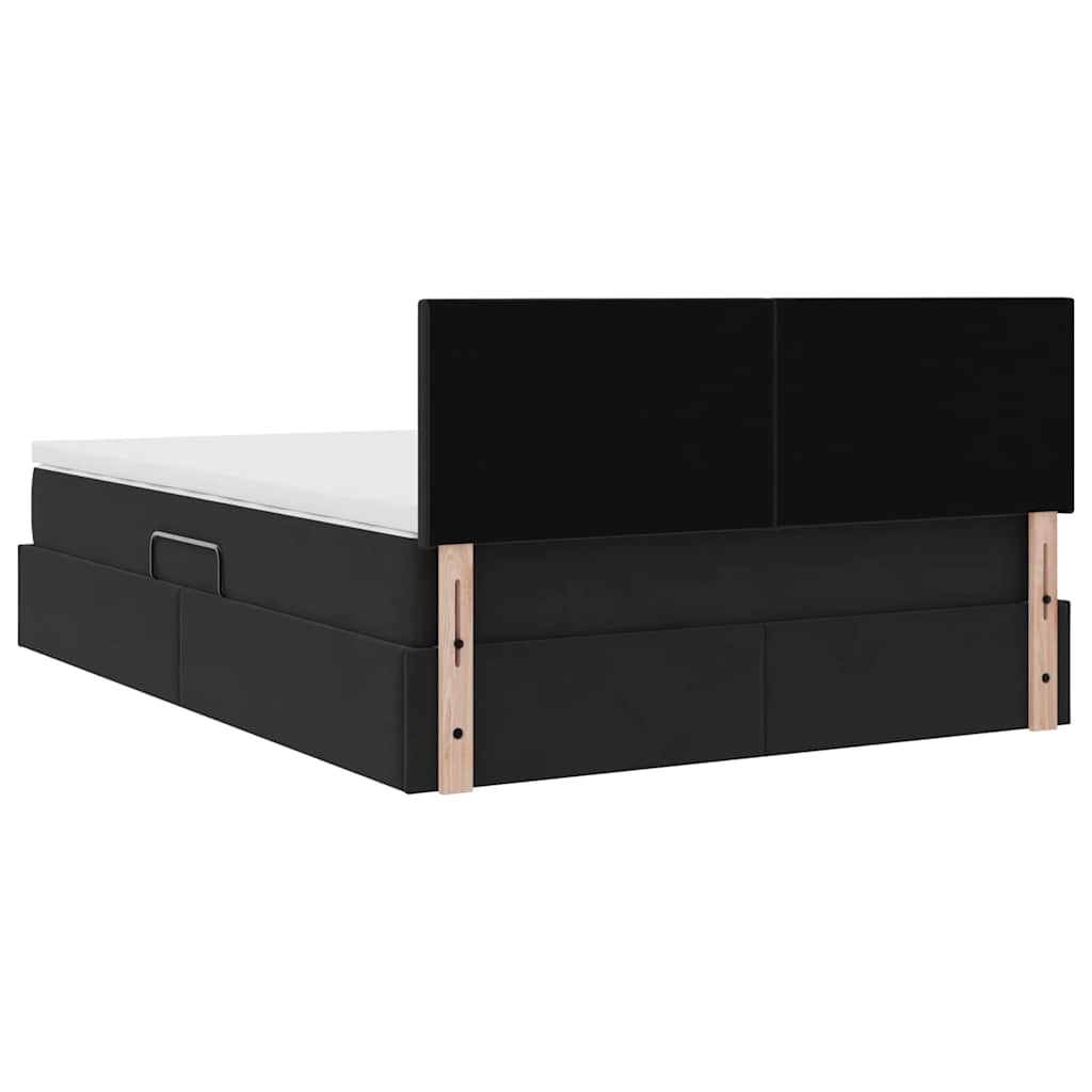 Krevet s prostorom za pohranu s LED-om Crna 140 x 190 cm Baršun