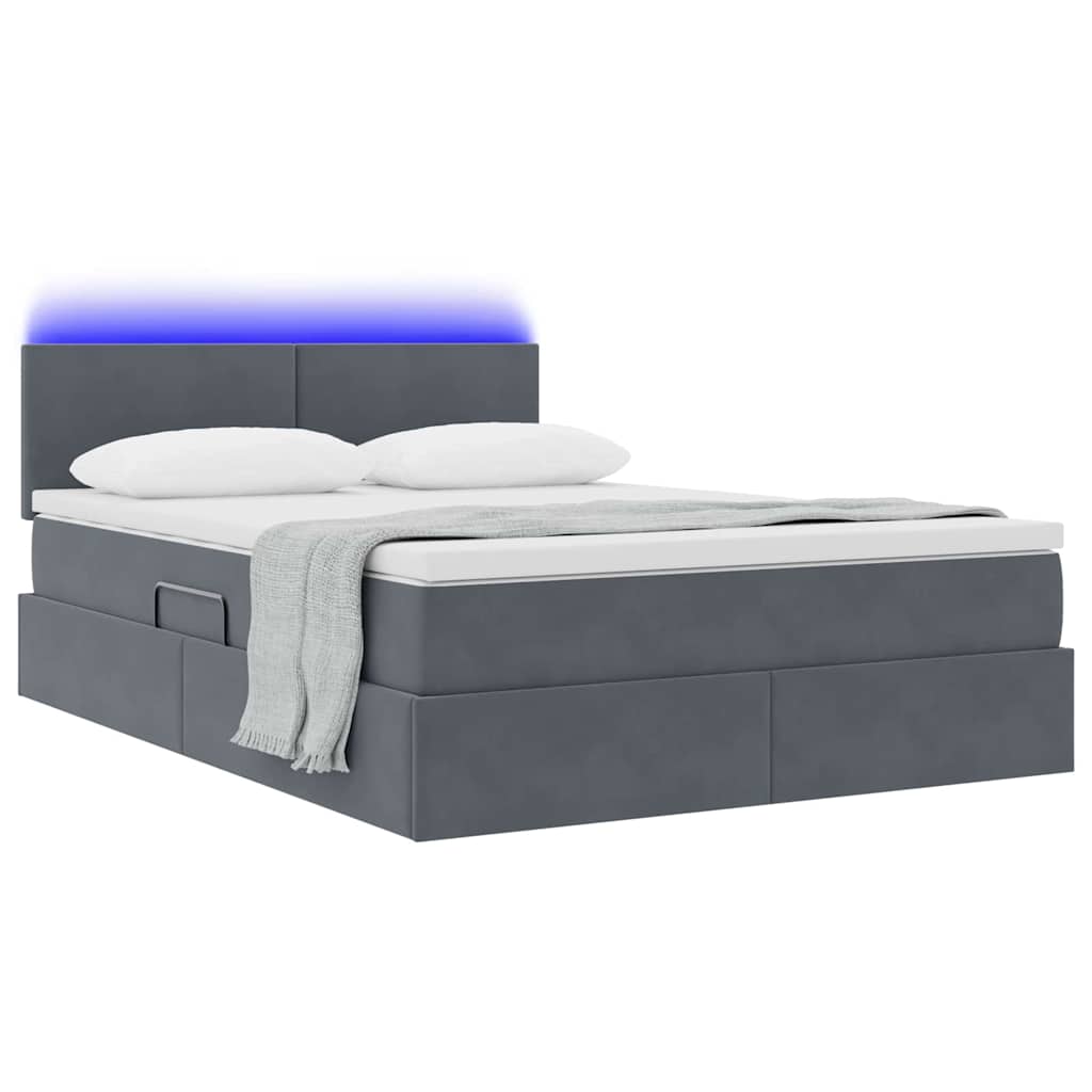 Krevet s prostorom za pohranu s LED-om Tamno siva 140 x 200 cm