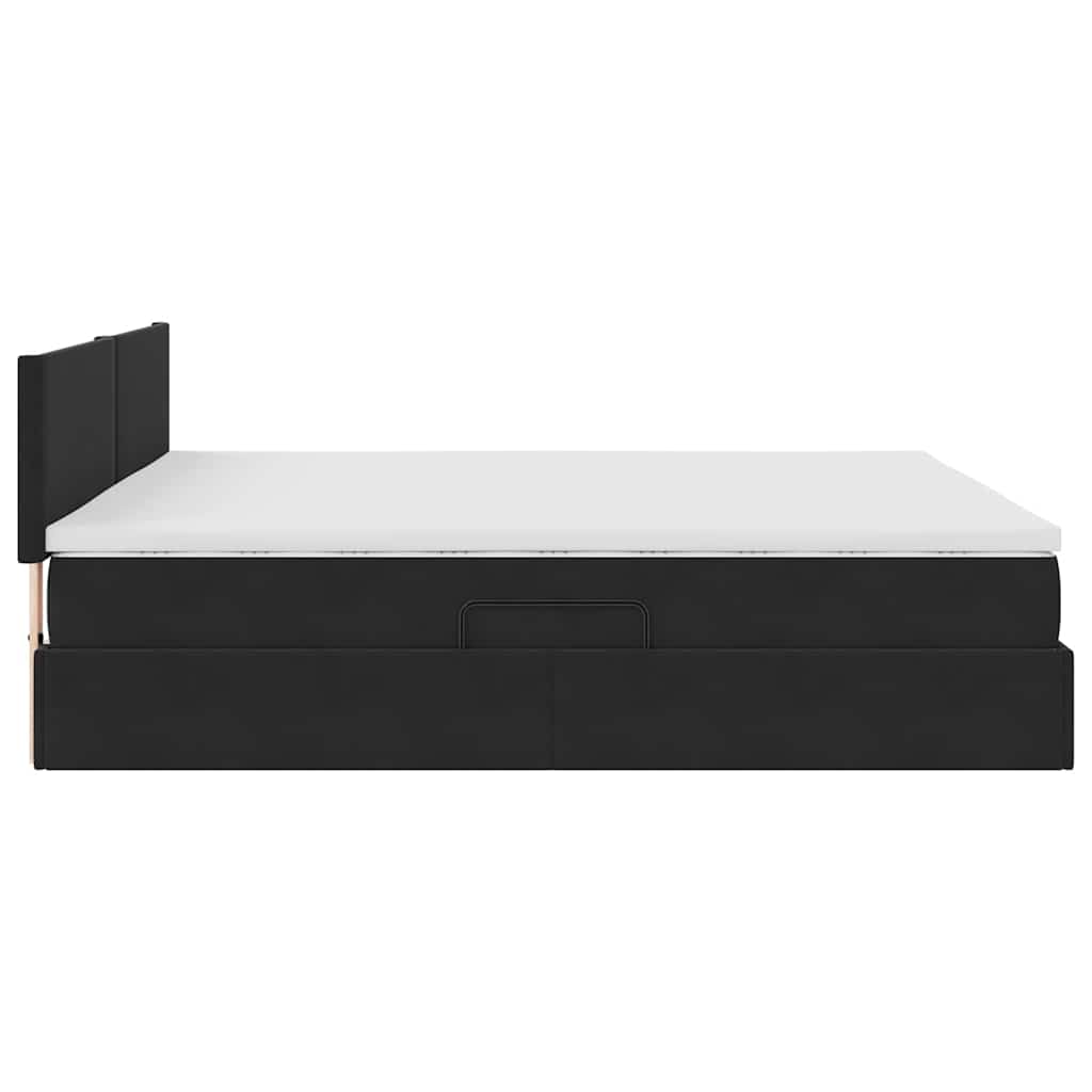 Krevet s prostorom za pohranu s LED-om Crna 160 x 200 cm Baršun