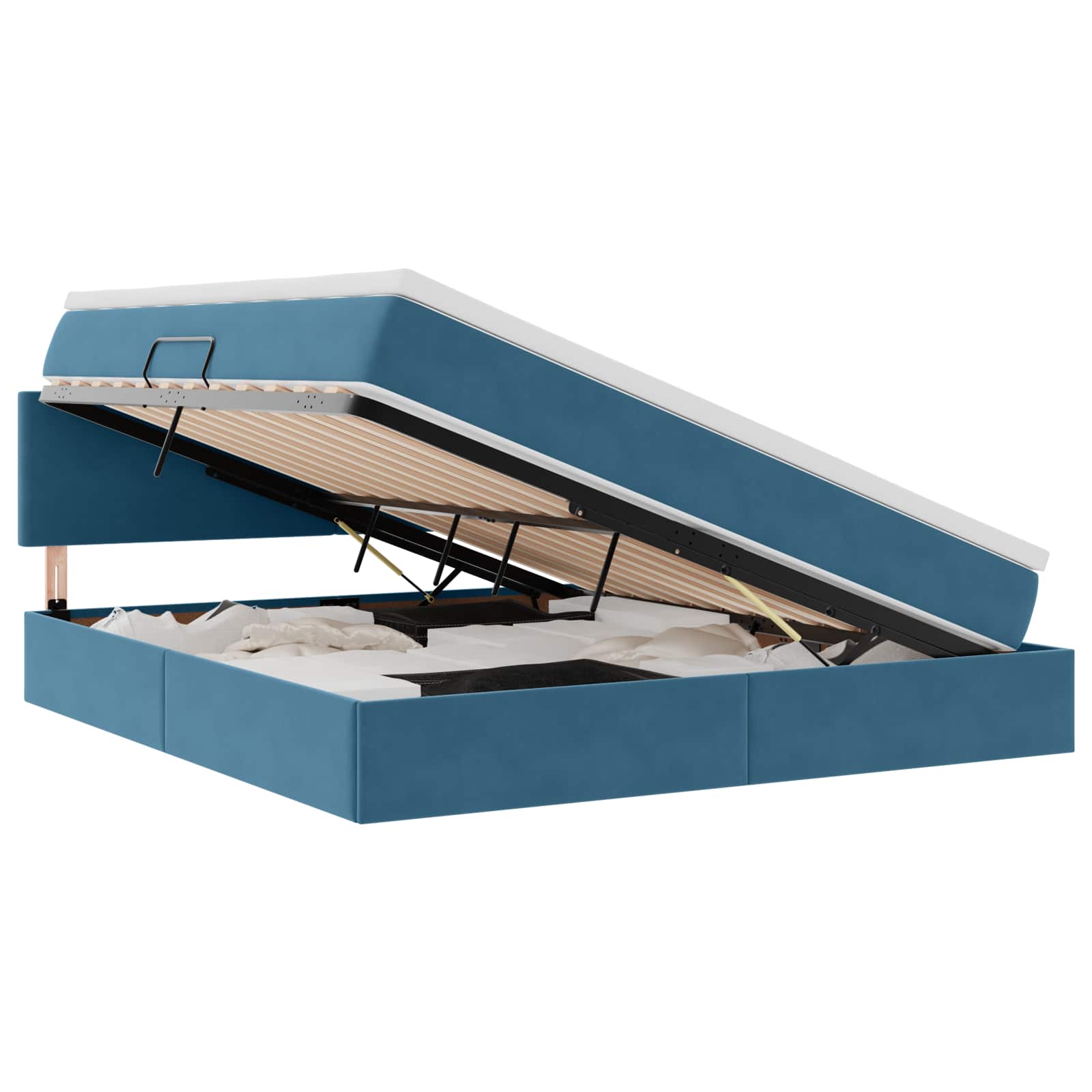 Krevet s prostorom za pohranu s LED-om Tamno plava 180 x 200 cm