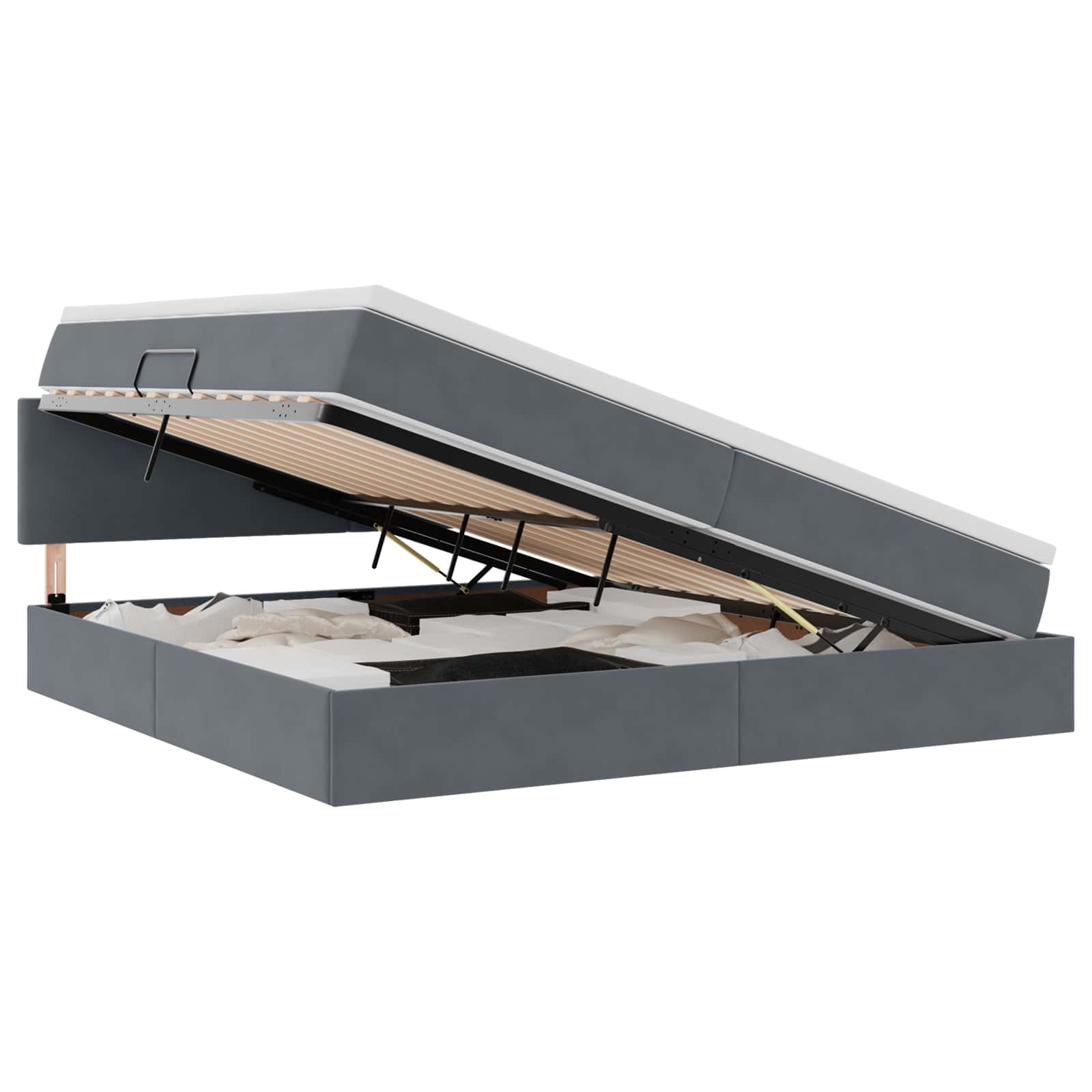 Krevet s prostorom za pohranu s LED-om Tamno siva 200 x 200 cm