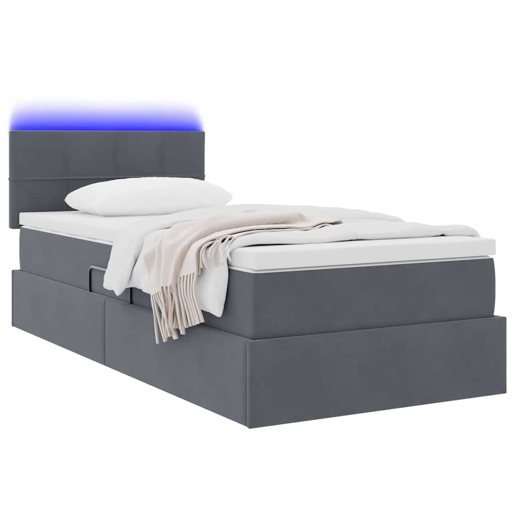 Krevet s prostorom za pohranu s LED-om Tamno siva 100 x 200 cm