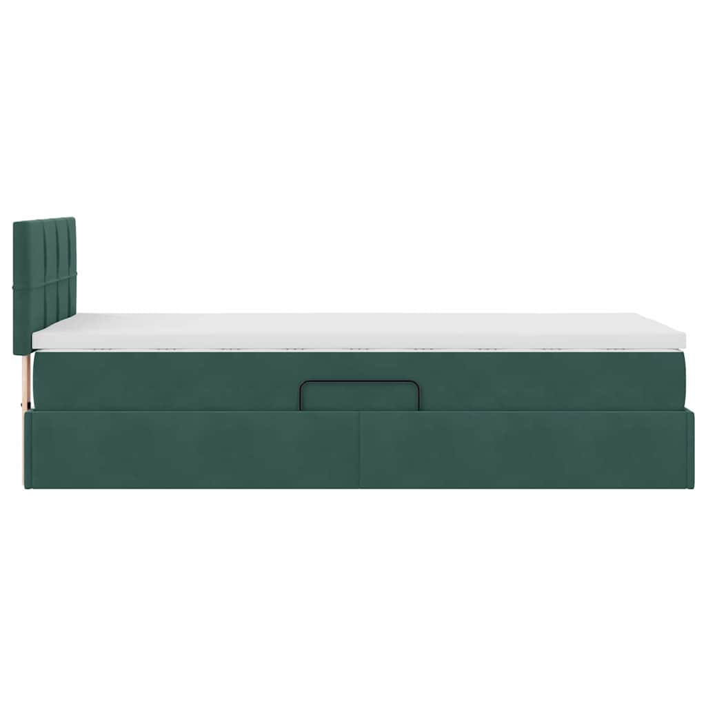 Krevet s prostorom za pohranu s LED-om Tamnozelena 100 x 200 cm