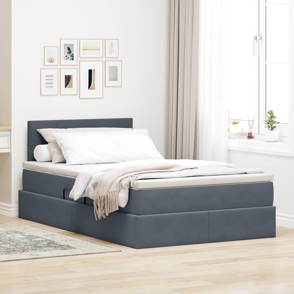 Krevet s prostorom za pohranu s LED-om Tamno siva 120 x 190 cm