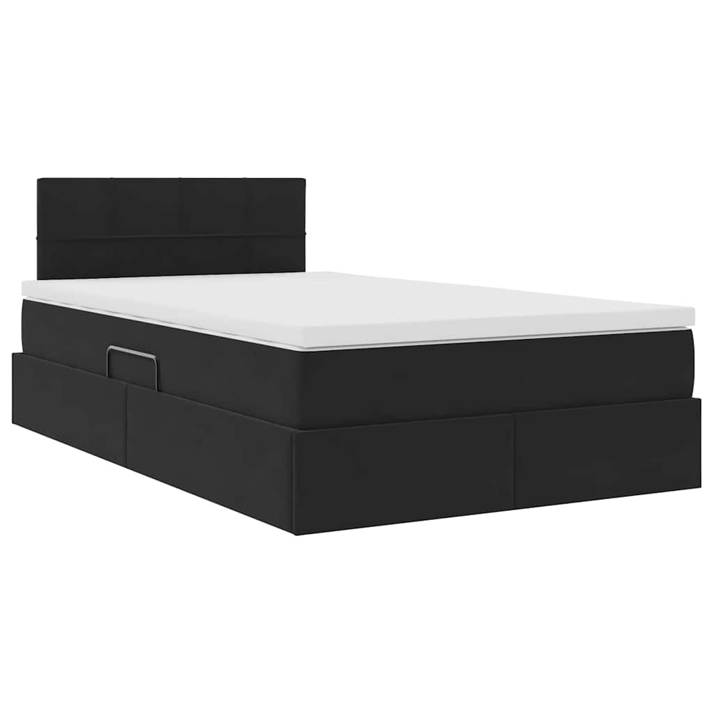 Krevet s prostorom za pohranu s LED-om Crna 120 x 200 cm Baršun