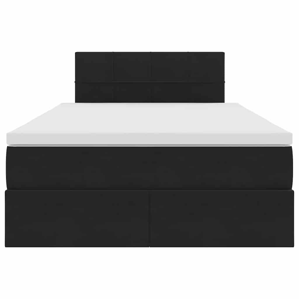 Krevet s prostorom za pohranu s LED-om Crna 120 x 200 cm Baršun