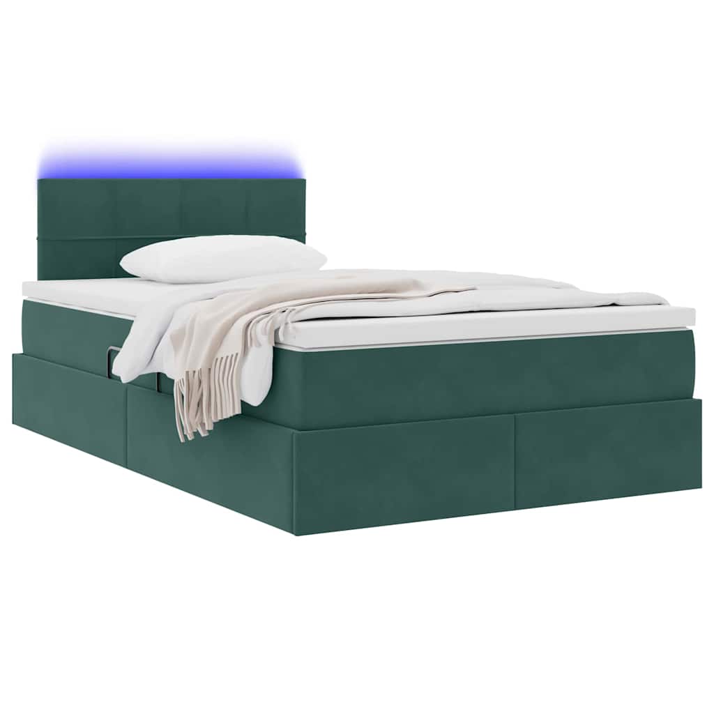 Krevet s prostorom za pohranu s LED-om Tamnozelena 120 x 200 cm