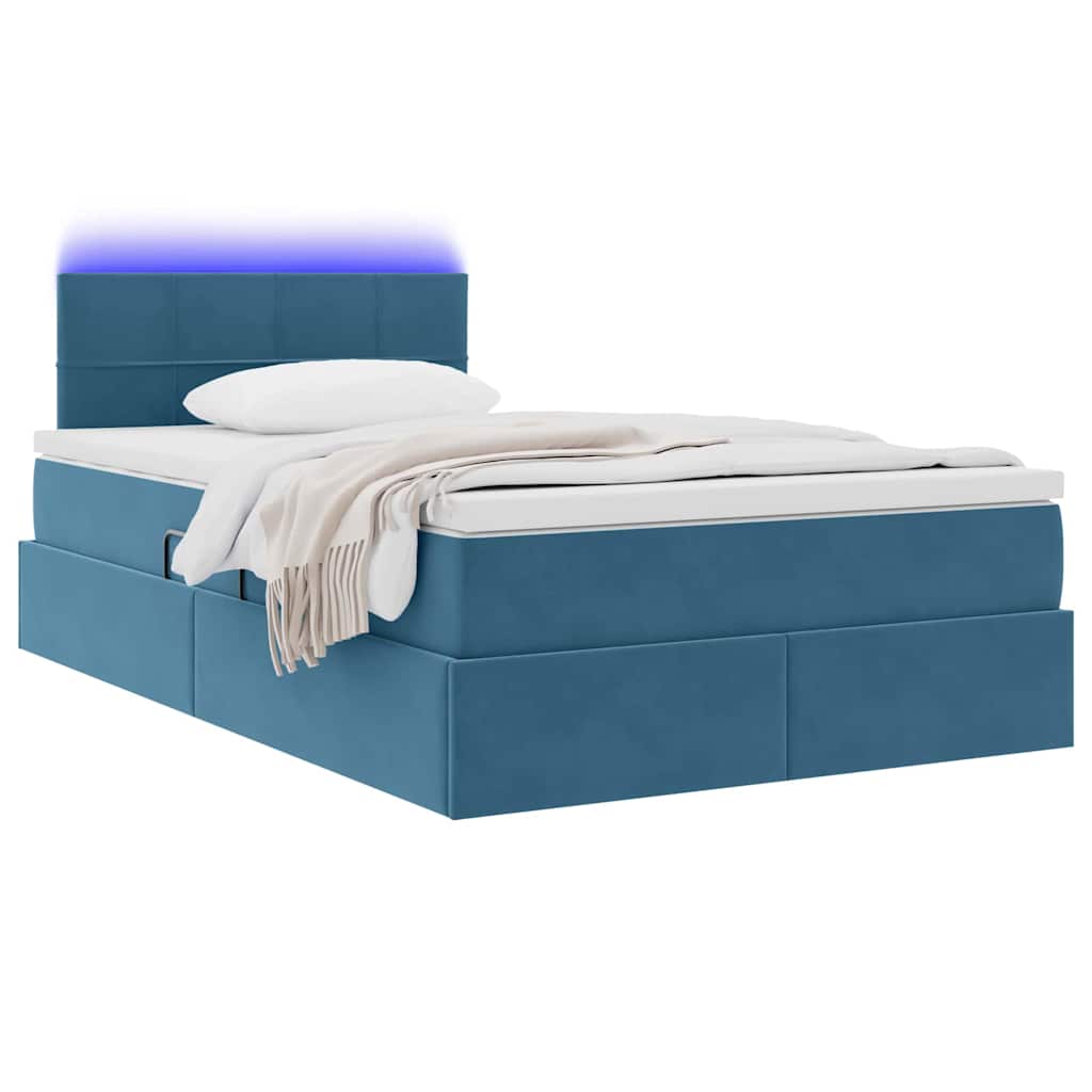 Krevet s prostorom za pohranu s LED-om Tamno plava 120 x 200 cm