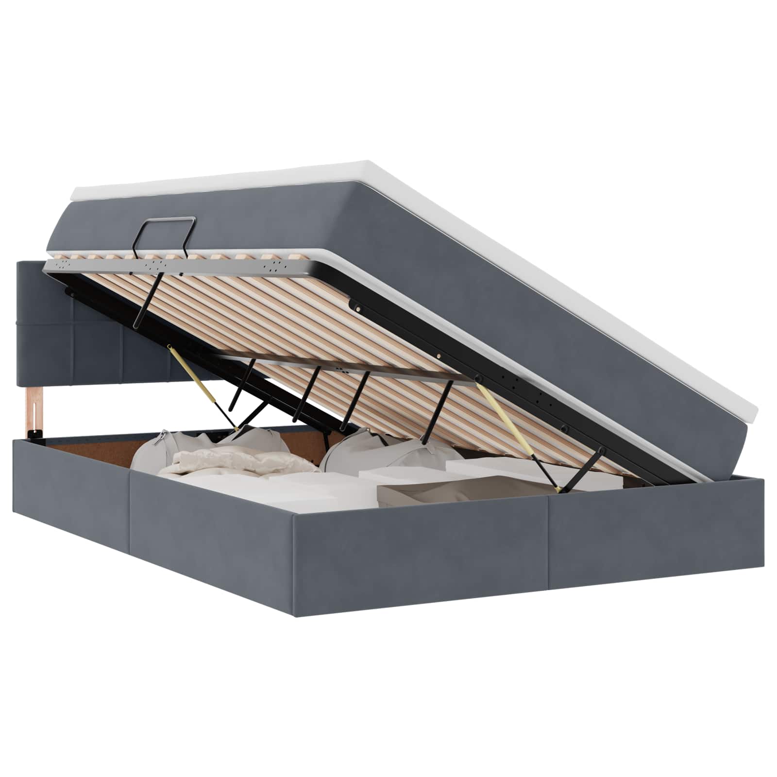 Krevet s prostorom za pohranu s LED-om Tamno siva 140 x 190 cm