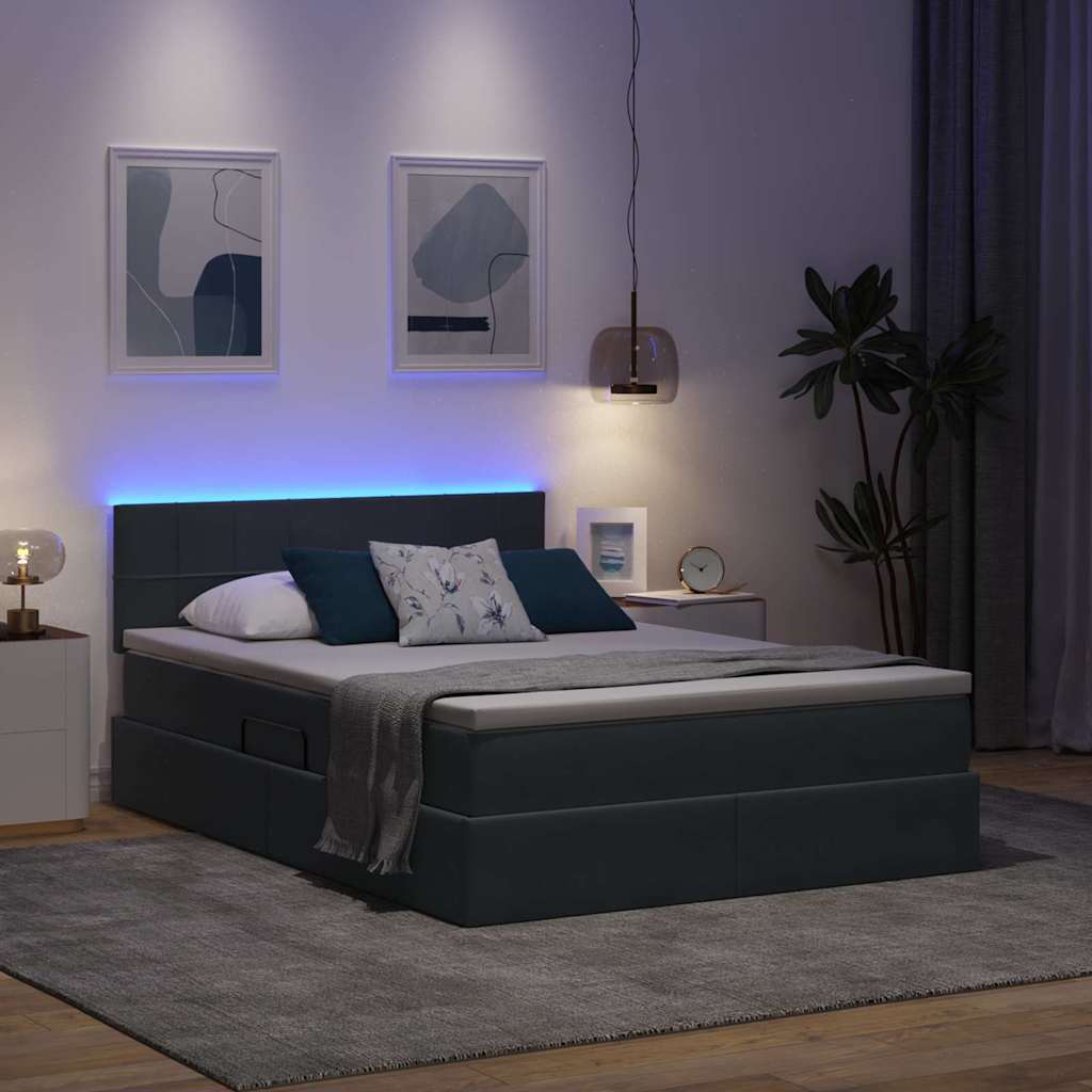 Krevet s prostorom za pohranu s LED-om Tamno siva 140 x 200 cm
