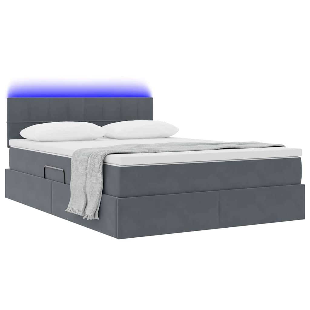 Krevet s prostorom za pohranu s LED-om Tamno siva 140 x 200 cm