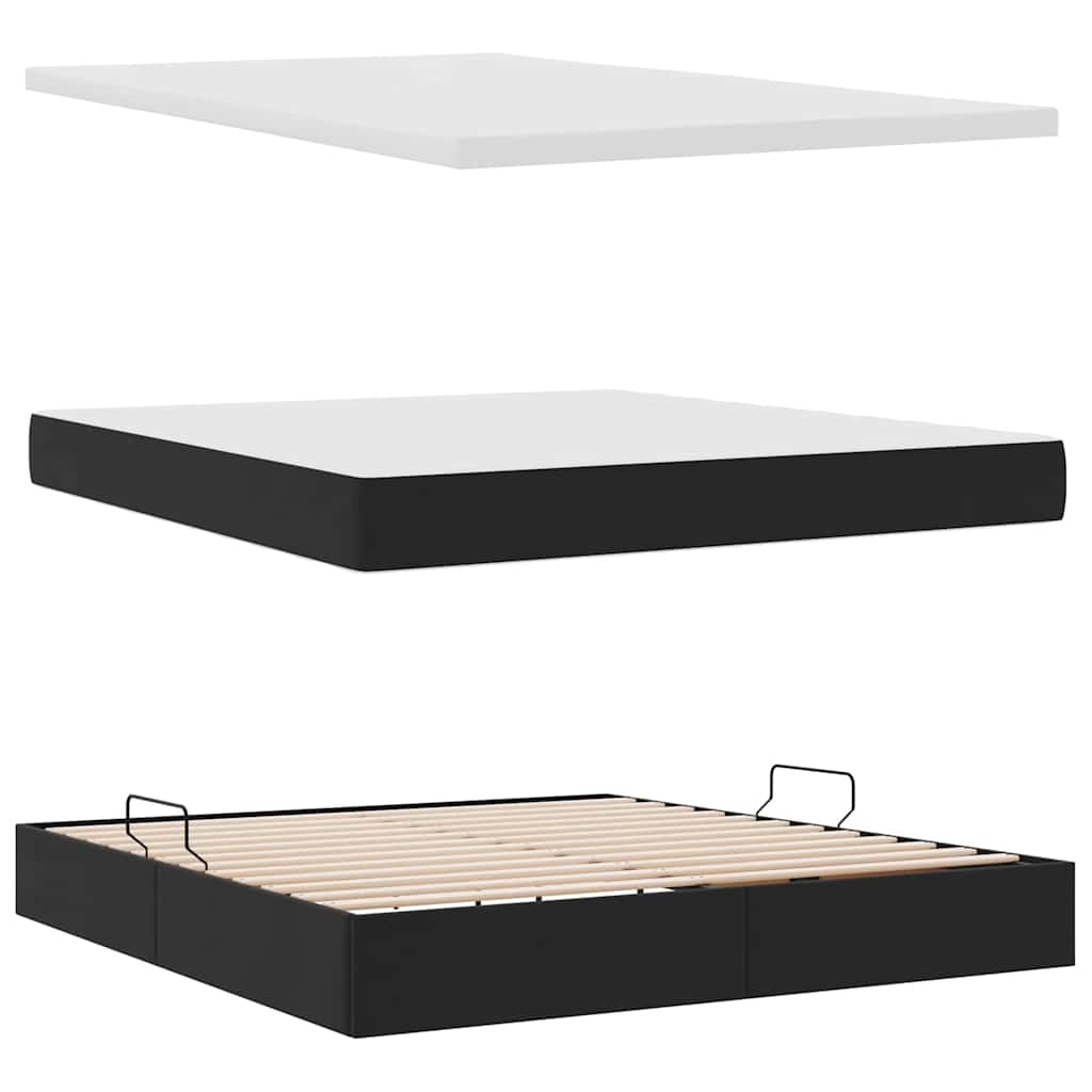 Krevet s prostorom za pohranu s LED-om Crna 160 x 200 cm Baršun