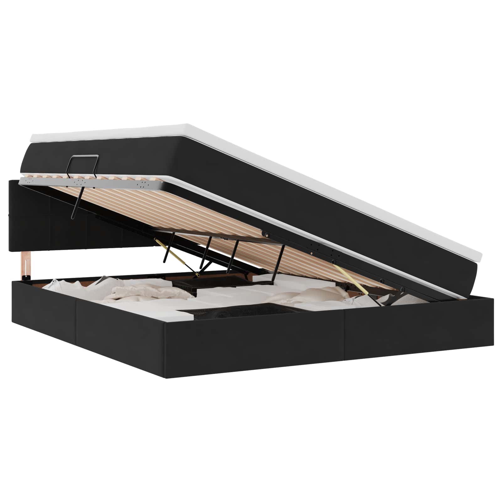 Krevet s prostorom za pohranu s LED-om Crna 180 x 200 cm Baršun